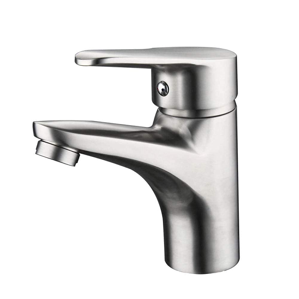 ZQFHSX Water- Bathroom Sink Kitchen Basin Faucet Deck Mounted Stainless Steel Brushed Vessel Wash Cold and Hot Water Mixer/a Beauty Comes