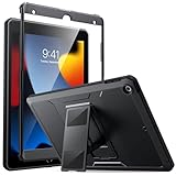 MoKo Case Fit New iPad 10.2 2019 (10.2 inch), [Heavy Duty] Shockproof Full Body Rugged Hybrid Cover with Built-in Screen Protector Compatible with Apple iPad 7th Generation 2019 - Black