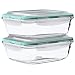 Large Glass Food Storage Containers with Snap Lock Lids for Leftovers - Safe for Microwave, Oven, Dishwasher, Freezer - BPA Free - Airtight & Leakproof [2 Pack]