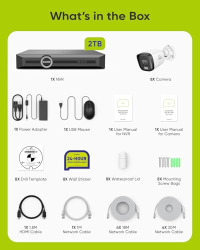 Miniatura 9 de Sannce Kit Camaras De Vigilancia Poe, 5mp Nvr 8ch 2k 3mp 8 Cámaras Ip Poe Exterior Interior Con Leds Ir Inteligentes, Detección De Movimiento, Visión Nocturna En Color De 65 Pies, Disco Duro De 2tb