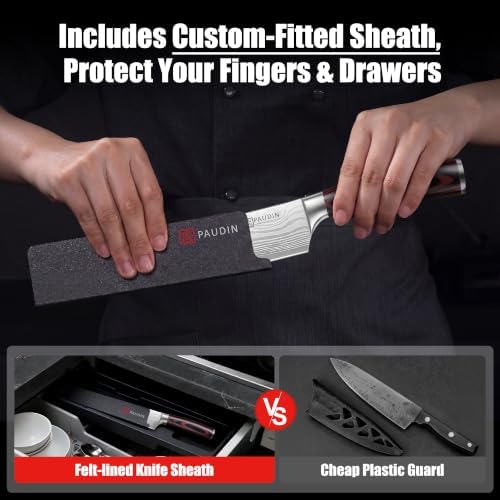 PAUDIN Chef Knife, 8 Inch High Carbon Stainless Steel Sharp Kitchen Knife with Ergonomic Handle, Gift Box for Family & Restaurant - 4