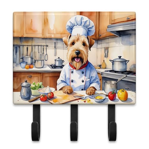 Caroline's Treasures Wheaten Terrier The Chef Leash or Key Holder Wall Hooks, Key Hooks Holder, Coat Rack Wall Mount, Coat Hooks, Hooks for Hanging Keys, Towels, Aprons, Leashes
