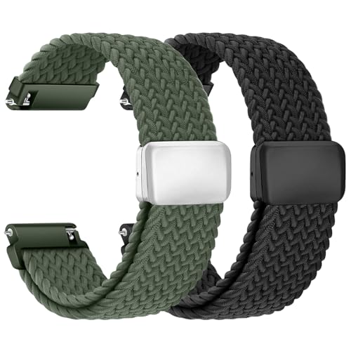 chinbersky Nylon Trenzado Correa Reloj 20mm con Cierre Magnético, Correa 20mm Elástica de Recambio Correas para Samsung Galaxy Watch 7/6/5/4/FE/5 Pro/6&4 Classic/Active 2/Amazfit gts 4 3 2
