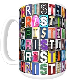CHRISTINA Coffee Mug / Cup - using photos of sign letters - personalized