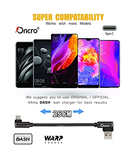 Image of Nylon braided 90 Degree right angle L shape USB cable Data Cable Fast Charging dash warp short type c power bank cable for type c smartphones oneplus nord note mini 25cm use wall charger 4a 6a