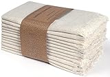 Bedding Craft Linen Cloth Dinner Napkins Set of 12 – 18x18 Natural with Fringed Corners – Machine Washable Fabric Napkins for Weddings, Baby Showers, Parties & Dining