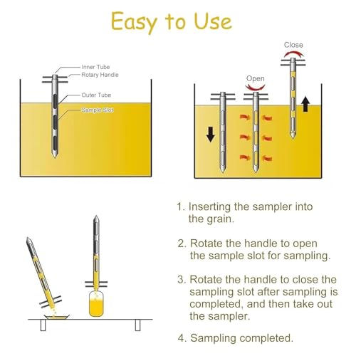 Sonde d'échantillonnage de grains solide en inox outil rotatif durable de 1,8 m pour poudre