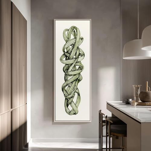 Toile verticale haute contre les murs vides | Dessin botanique 30x90 - 4