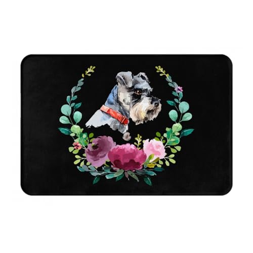 ���փ}�b�g 40cm×60cm ���O�������p Schnauzer Flower �V���i�E�U�[ ���� �ԕ� �I�V�����h�A�}�b�g ���ꗎ�Ƃ� ���ӂ��}�b�g �h�_�j���H �h�J�r �z�� ���� �ϖ��� ����~�� �Ɩ�&�ƒ�p ���X �������� ���g�[�Ή� �I�[���V�[�Y