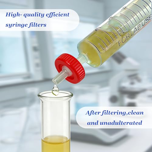 Image of 100 Count Syringe Filter, PTFE 13mm Diameter 0.22um Pore Size (Red) | PTFE Hydrofilic Membrane 13mm Diameter 0.22um Pore Size, Syringe Lab Filters, Non Sterile Filtration (Red)