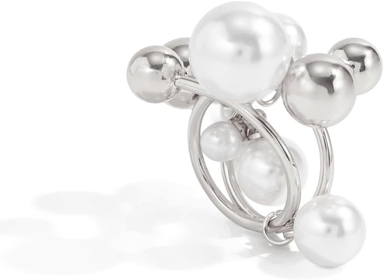 Dainty Gold Beads Beaded Pearl Cluster Ring for Women Exquisite Unique Two-Tone White Pearls Knuckles Rings Y2k Party Prom Valentine Jewelry Gifts - Image 8