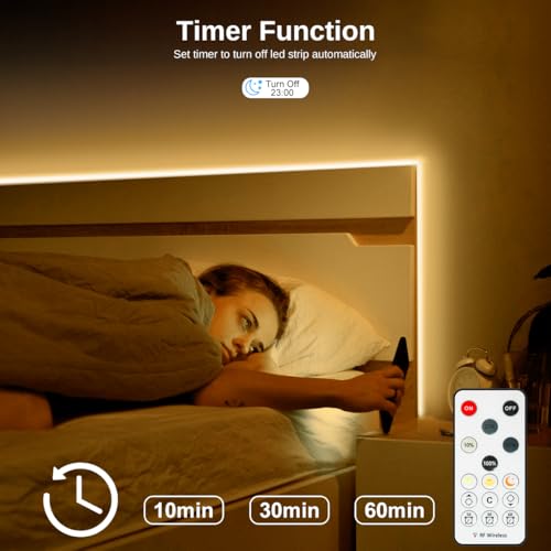 Wefomey 20M COB LED Strip Light with Remote, 3000K Dimmable Bright Warm White Led Lights Strip, Flexible DC24V Led Tape Light for Bedroom, Kitchen, DIY Lighting (2 Rolls of 10M) - Image 2
