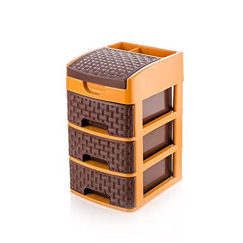 Primelife 3 Layer Plastic Modular Drawer Small Multi-Purpose Modular Drawer Storage System for Home, Office, Hospital, Parlor, School, Doctors, Home and Kids – Small Size (3 XL – Dark Brown)