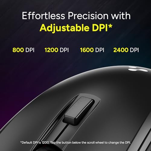 Image of Ambrane Wireless & Bluetooth Rechargeable Mouse with RGB Lights, High 2400 DPI for Gaming, 6 Buttons, Ergonomic Comfort Design, Connects 3 Devices, Silent Click, 15 Days Battery (Sliq Glow+, Black)