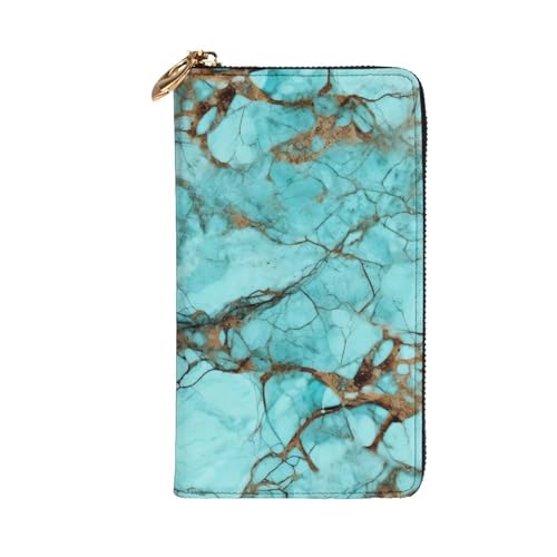 Turquoise Marble Wallet for Men Women Long Purse Leather Clutch Large Business Handbag Travel Phone Holder Credit Card Holder Money Case with Zipper Leather Wallets Gift2