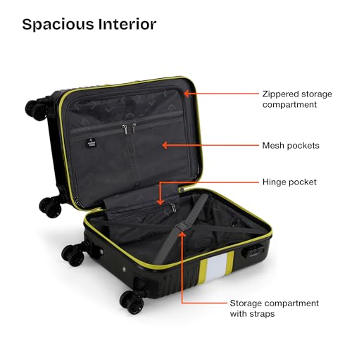 Image of Nasher Miles Mexico Hard-Sided Polycarbonate 8 Wheels Double Spinner Cabin Luggage Black and Grey 20 inch |55cm Trolley Bag,Small
