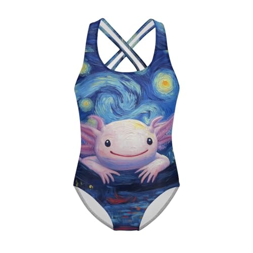 Image of Xpyiqun Swimsuit for Girls One Piece Bathing Suits Size 5-14 Sleeveless Swimwear Cross Shoulder Strap Swimming Wear