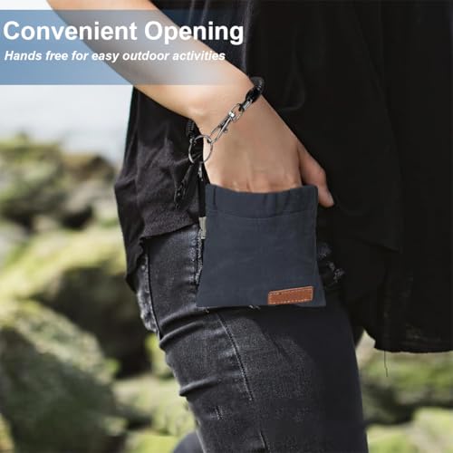 Leckerlibeutel für Hunde, Freihändige Hundeleckerlitasche mit Karabiner, Kleine Futterbeutel für das Hundetraining, Hundeleckerlitasche Automatischem Verschluss Welpen Leckerlitasche (Schwarz)