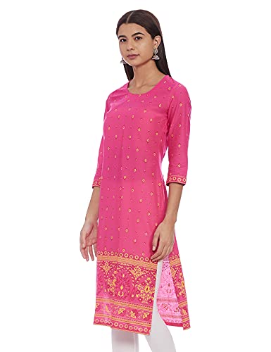 Image of Rangriti Pink Cambric Cotton Straight Kurta