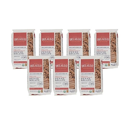 DeLallo Whole Wheat Penne Pasta, 1 Pound Bag, (7 Pack),