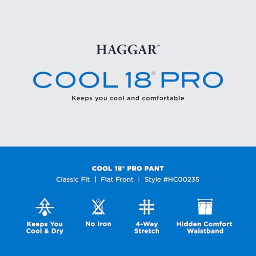 Image of Haggar Men's Cool 18 Pro Classic Fit Flat Front Casual Pant