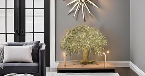Image of Bharat Art Metal IRON Big Tree Wall Art with LED Light for Living Room - Handcrafted Iron Tree Wall Hanging Home Decoration for Bedroom, Hall, Office & Entrance (Urban Tree) (WD043) size (44 * 3 * 37) inches