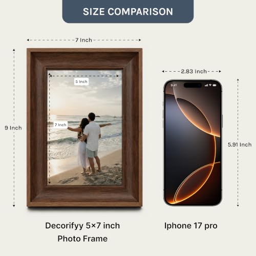 Image of Premium Walnut Brown 5x7 Inch Small Photo Frame | Table Top Display with Clear Plexiglass | Photo Frames for Table, Perfect for Home Decor, Wedding, Anniversary, Memories & Gifts