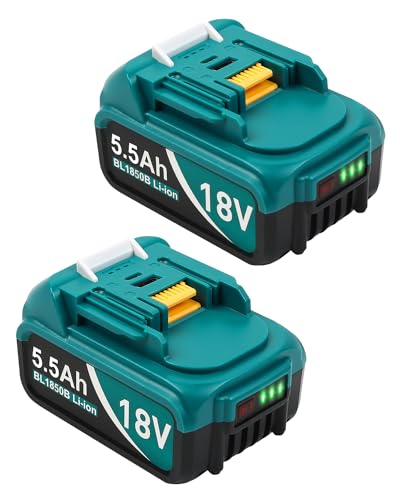 5500mAh Li-Ion Ersatzakku für Makita Akku 18V BL1860B BL1850B BL1840B BL1830B BL1820B BL1815N mit...