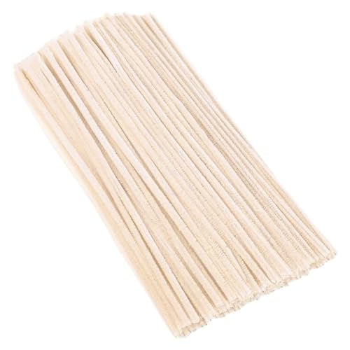 Pfeifenreiniger Beige 100 Stück, Pfeifenreiniger zum Basteln 30 cm x 6 mm, Pfeiffenputzerdraht Chenilledraht, Pfeifenputzer Biegeplüsch Basteldraht für DIY Art Craft Projekte, Dekoration