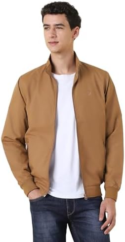 Allen Solly Men's Polyester Casual Jacket | Regular Fit High Neck | Standard Length