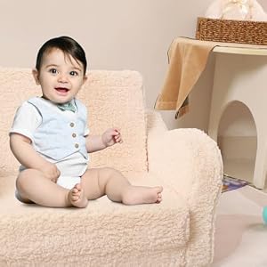 Kids Chairs for Toddler, 2-in-1 Toddler Soft Sherpa Couch Fold Out, Convertible Sofa to Lounger for Girls and Boys, Cream Kids Chairs for Toddler 2 in 1 Toddler Soft Sherpa Couch Fold Out Convertible Sofa to Lounger for Girls and Boys Cream