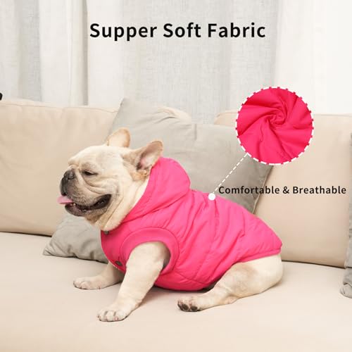Vecomfy Fleece Lining Extra Warm Dog Hoodie in Winter for Small Dogs Jacket Puppy Coats with Hooded Pink M - Thumbnail 6