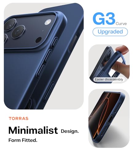 Image of TORRAS Slim Fit for iPhone 17 Pro Max Case Thin 6.3 inch Velvety Matte Blue