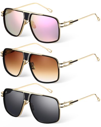 Image of Frienda 3 Pairs Mens Sunglasses Oversized