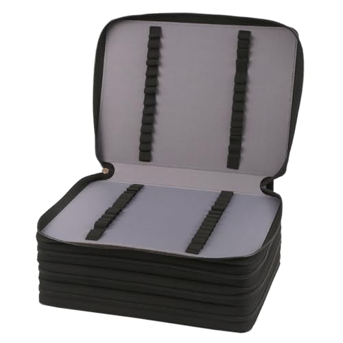 Image of Marker Pen Organizer Case 224 Slots w /Handle & Shoulder Strap | 4-Layer Zipped Pencil Pouch PU Leather w /Open Front pocket for Gel Pen Markers to Artists, Painters