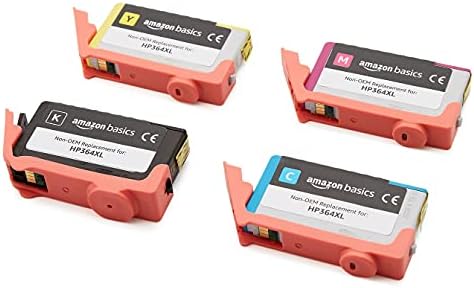 Amazon Basics Remanufactured High-Yield Inkjet Cartridge, Replacement for HP 364, XL, Black, Cyan, Magenta, Yellow, Pack of 4