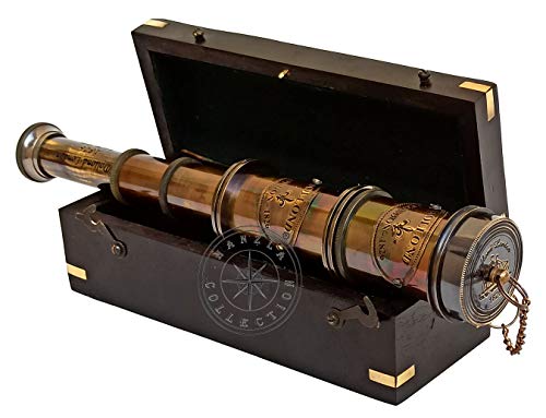 Hanzla Collection Nautical Marine Telescope 16 Inch Handheld Antique Brass Spyglass With Hardwood Box Vintage Scope #TOP2