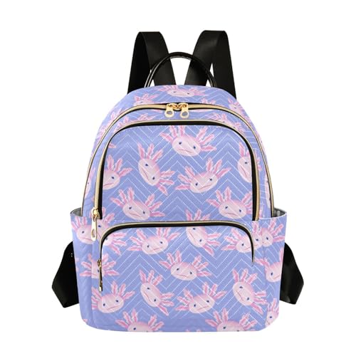 Image of Mini Backpack Cute Axolotl Salamander Fashion Backpack Purse for Women,Handbag Shoulder Bag Casual Daypack, Ladies Gift for College Work(S)