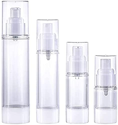 Airless Vacuum Pump Toiletry Travel Bottles,Transparent Push-On Airless Bottle,Cosmetic Sub-Bottling Bottle and Empty Lotion Bottle Spray Bottle, for Make up Coscmetic Hair(4pcs) Cover