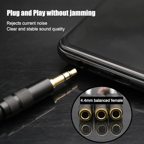 Adaptador de 4.4 mm a 3.5 mm para escuchar auriculares balanceados en el teléfono móvil 4