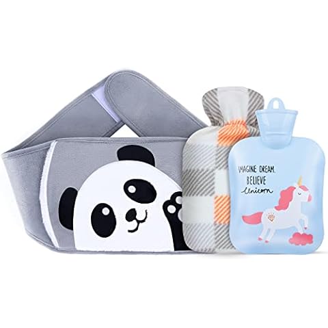 Hot Water Bottle, Warm Water Bag Rubber Hot Water Pouch with Extra Long Soft Plush Hand Waist Warmer Cover, Cute Panda Hot Water Bag for Pain Relief from Arthritis, Headaches, Hot and Cold Therapy Cover