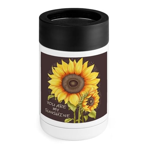 Stainless Steel Beverage Cooler with Silicone Sleeve, You are My Sunshine Sunflower Print Multipurpose Drink Chiller for Home, Office, and Outdoor Use