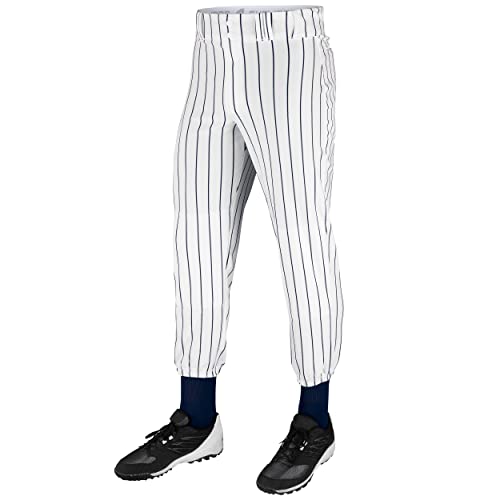 CHAMPRO mens Triple Crown Pinstripe Polyester Baseball Pant, White, Navy, X-Large US