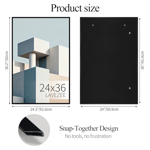 Image of Lavezee 24x36 Poster Frame 6 Packs, Lightweight Poster Frames Display 24 x 36 Inch Photo Picture Artwork for Wall