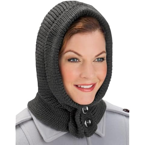 Collections Etc Cozy Unisex Buttoned Hat, Black, One-Size Cover