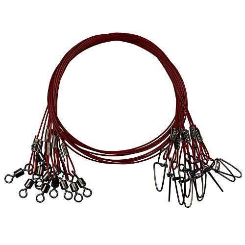 20Pcs Fishing Wire Leaders Heavy Duty Fishing Stainless Steel Wire Leaders 150Lb High Strength Fishing Leaders With Swivels And Snaps Black/Red/Green #TOP20