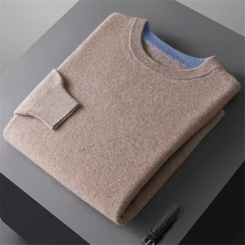 Men’S Solid Wool Round Neck Basic Knitted Sweater Long Sleeved Knitted Pullover2