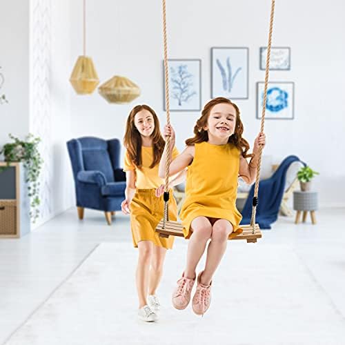 PELLOR Wooden Swing Seat Beech Wood Tree Swing Seat with Reinforced Buckle Indoor & Outdoor Garden Swing for Kids Children Adult, Max Load 100KG/220lbs