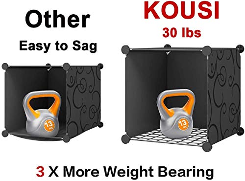 KOUSI Portable Cube Storage - 14"x14" Cube Wire Cube Organizer Storage Organizer Clothes Storage Storage Shelves Shelf for Clothes Plastic Dresser Storage Cubes, Black (3x4 Cubes)