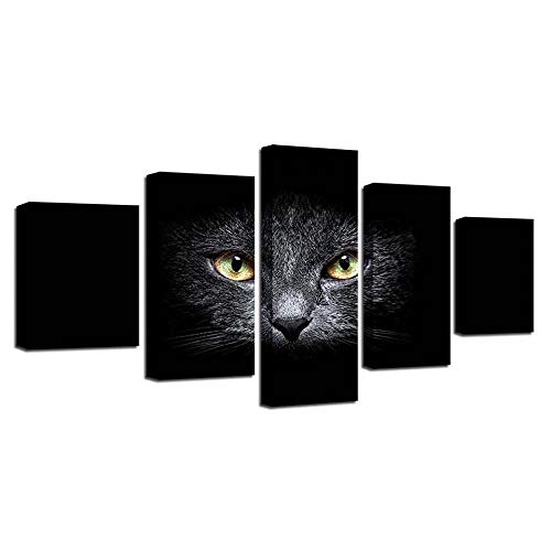 Image sur verre tableau mural chat noir pour habiller un grand mur